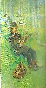 Carl Larsson lapp-spelande fiol USA oil painting artist